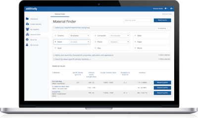 3D printing material finder app