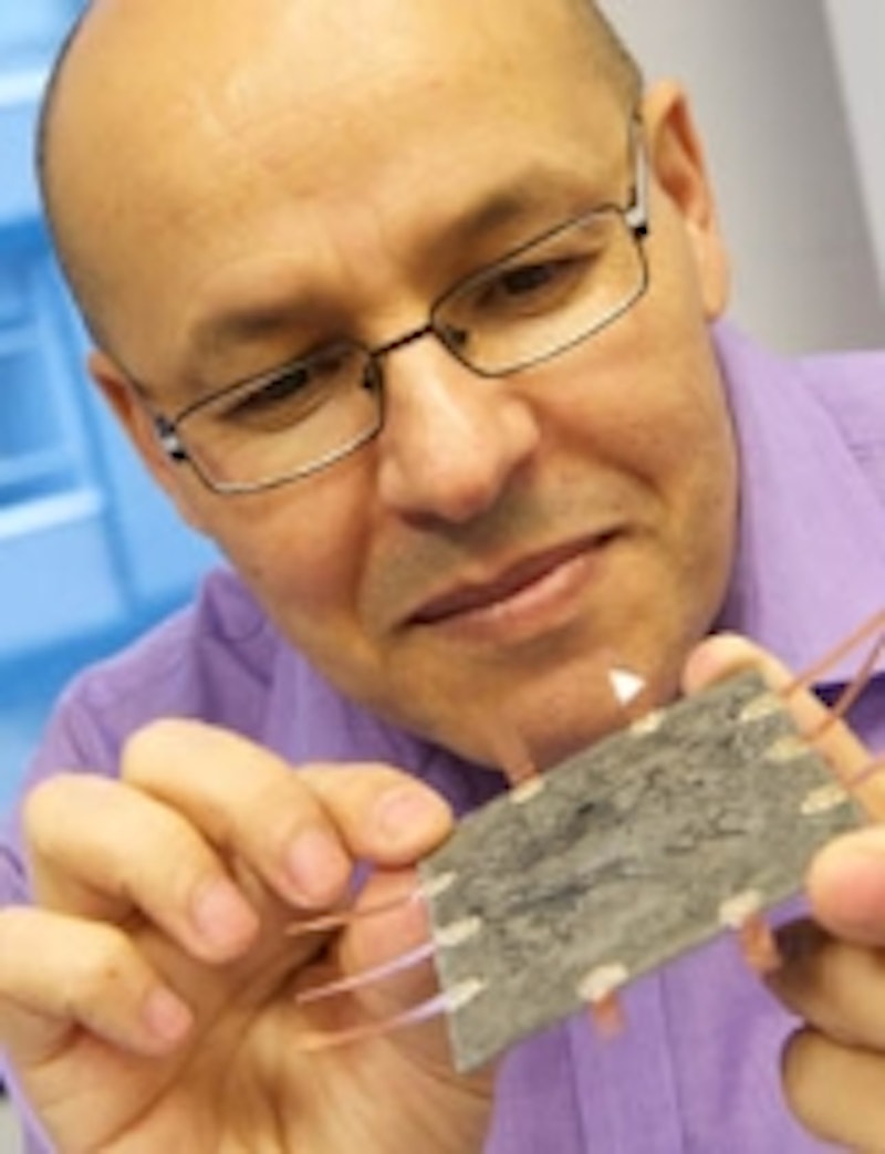 Power harvesting paint monitors structural safety