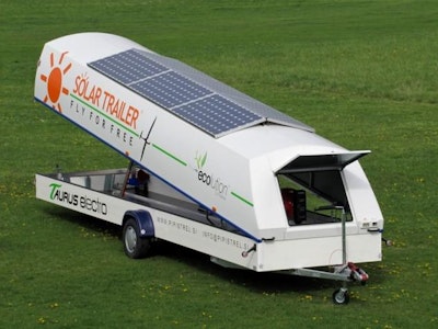 Energy harvesting electric plane trailer