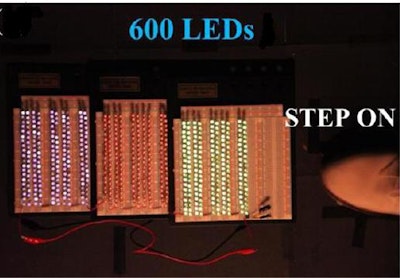 Static nanogenerator powered by footfalls