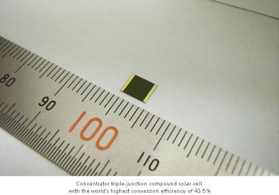 Concentrator solar cell with world's highest conversion efficiency