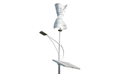 Outdoor lighting system powered by the sun and wind