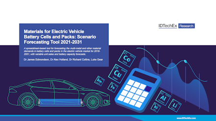 Materials for Electric Vehicle Battery Cells and Packs: Scenario Forecasting Tool 2021-2031