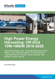 High Power Energy Harvesting: Off-Grid 10W-100kW 2016-2026