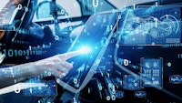 Driver assistance system concept. Autonomous car. Driverless vehicle. Automotive technology.