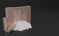 sodium ion battery placed with salt cubes 3d render