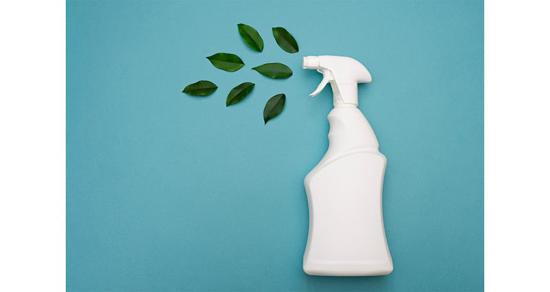 Empty white bottle mockup for cleaning and tidying up.