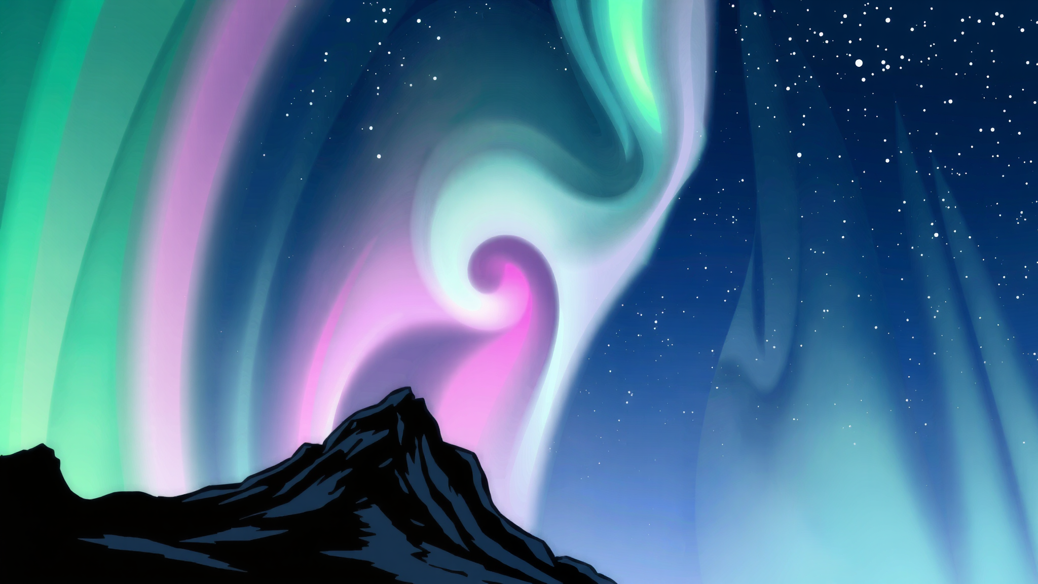 The northern lights are pictured in the night sky.