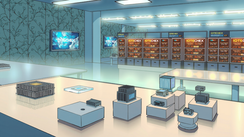 A science lab has different electronics on a worktop