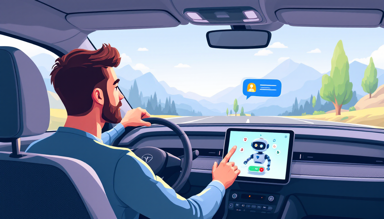 A man is using an AI assistant inside the car