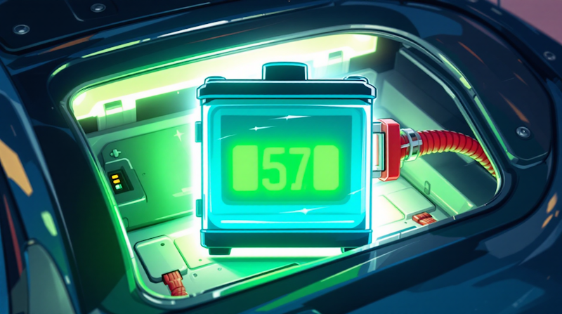 A li-ion battery is seen inside an electric vehicle